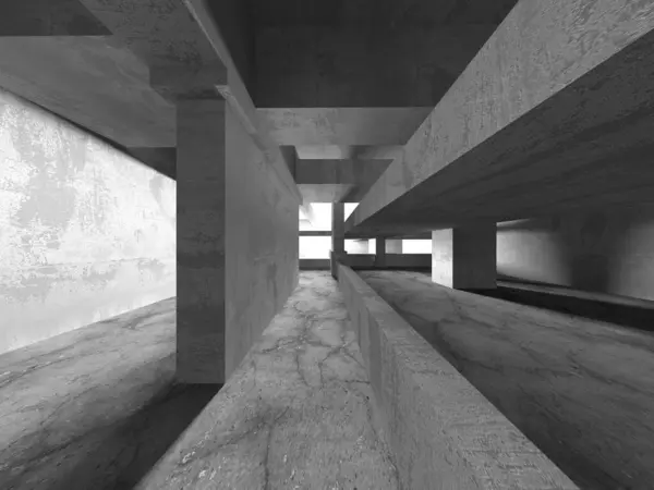 Dark Beton Duvar Mimarisi. Boş Oda. 3d Görüntüleme