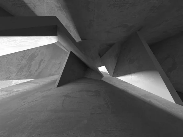 ダークコンクリートの壁の建築 空き部屋 3Dレンダリングイラスト — ストック写真