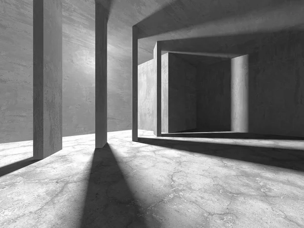 Dark Beton Duvar Mimarisi. Boş Oda. 3d Görüntüleme