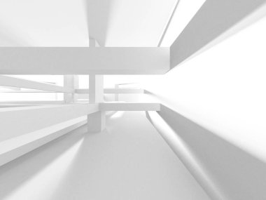 Beyaz Modern Arkaplan. Soyut Bina Konsepti. 3d Hazırlama