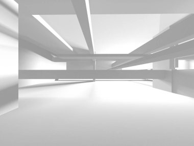 Aydınlatılmış koridor iç tasarımı. Boş Oda İç mimarisi. 3 Boyutlu Hazırlama