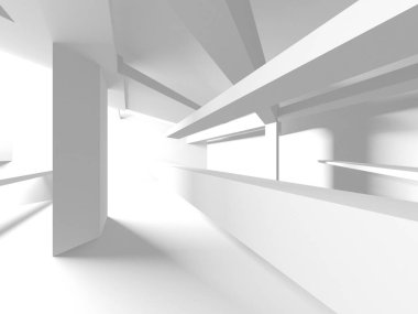 Aydınlatılmış koridor iç tasarımı. Boş Oda İç mimarisi. 3 Boyutlu Hazırlama