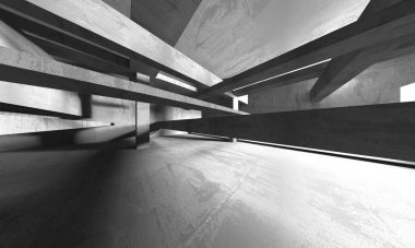 Soyut mimari iç plan. Boş beton oda. 3d hazırlayıcı