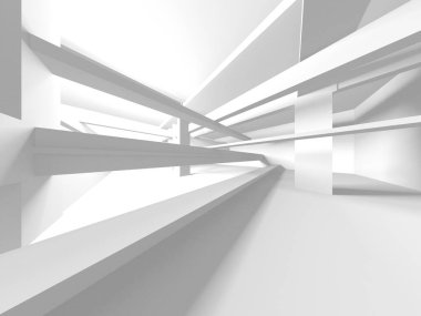 Beyaz Modern Arkaplan. Soyut Bina Konsepti. 3d Hazırlama