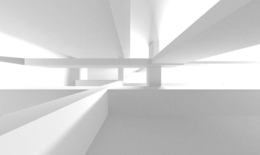 Beyaz Modern Arkaplan. Soyut Bina Konsepti. 3d Hazırlama