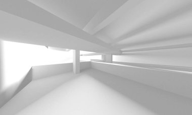 Beyaz Modern Arkaplan. Soyut Bina Konsepti. 3d Hazırlama