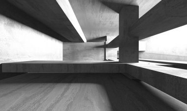 Soyut mimari iç plan. Boş beton oda. 3d hazırlayıcı