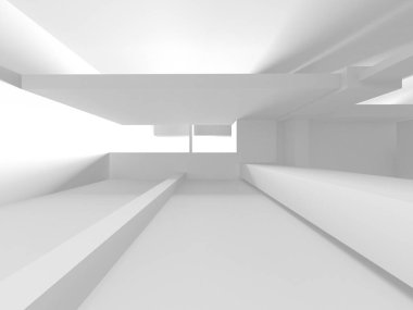 Aydınlatılmış koridor iç tasarımı. Boş Oda İç mimarisi. 3 Boyutlu Hazırlama