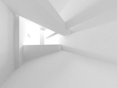 Beyaz Modern Arkaplan. Soyut Bina Konsepti. 3d Hazırlama