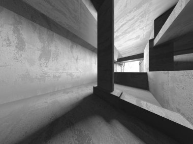Soyut mimari arka plan. İçi boş beton döşeme. 3d hazırlayıcı