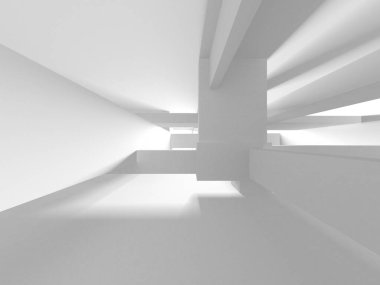 Beyaz Modern Arkaplan. Soyut Bina Konsepti. 3d Hazırlama