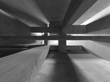 Soyut mimari iç plan. Boş beton oda. 3d hazırlayıcı