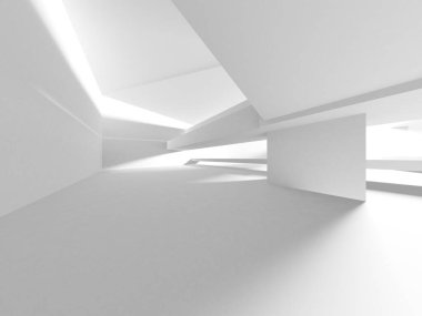 Aydınlatılmış koridor iç tasarımı. Boş Oda İç mimarisi. 3 Boyutlu Hazırlama