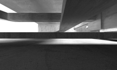 Soyut mimari iç plan. Boş beton oda. 3d hazırlayıcı