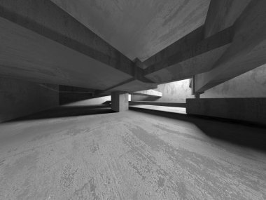 Soyut mimari iç plan. Boş beton oda. 3d hazırlayıcı