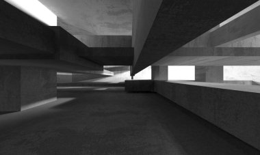 Soyut mimari iç plan. Boş beton oda. 3d hazırlayıcı