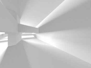 Aydınlatılmış koridor iç tasarımı. Boş Oda İç mimarisi. 3 Boyutlu Hazırlama