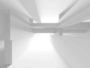 Aydınlatılmış koridor iç tasarımı. Boş Oda İç mimarisi. 3 Boyutlu Hazırlama