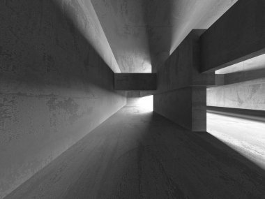 Soyut mimari iç plan. Boş beton oda. 3d hazırlayıcı