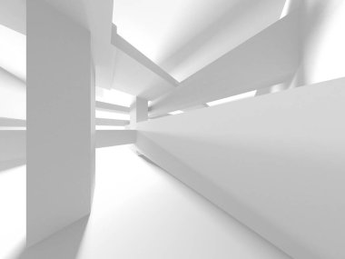 Beyaz Modern Arkaplan. Soyut Bina Konsepti. 3d Hazırlama