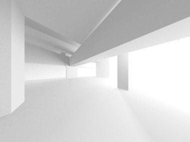 Beyaz Modern Arkaplan. Soyut Bina Konsepti. 3d Hazırlama