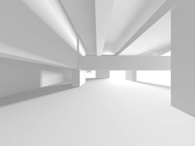 Aydınlatılmış koridor iç tasarımı. Boş Oda İç mimarisi. 3 Boyutlu Hazırlama