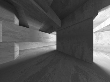 Soyut mimari iç plan. Boş beton oda. 3d hazırlayıcı