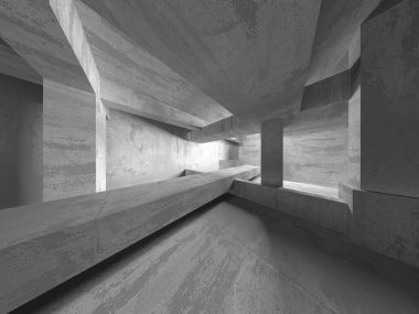Soyut mimari arka plan. İçi boş beton döşeme. 3d hazırlayıcı