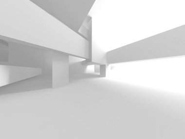 Beyaz Modern Arkaplan. Soyut Bina Konsepti. 3d Hazırlama