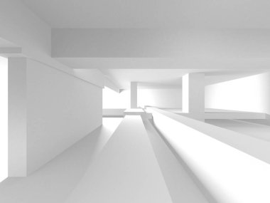 Aydınlatılmış koridor iç tasarımı. Boş Oda İç mimarisi. 3 Boyutlu Hazırlama