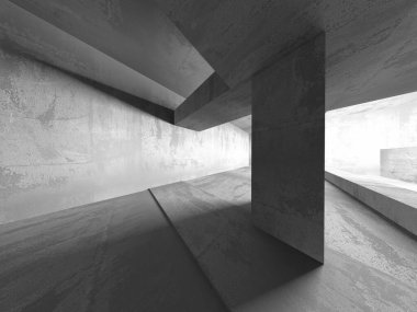 Soyut mimari iç plan. Boş beton oda. 3d hazırlayıcı