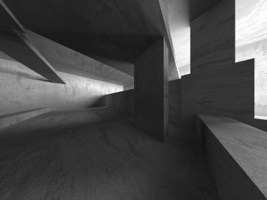 Soyut mimari iç plan. Boş beton oda. 3d hazırlayıcı