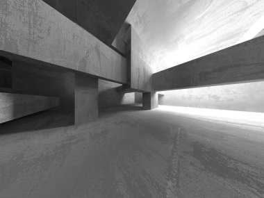 Soyut mimari iç plan. Boş beton oda. 3d hazırlayıcı