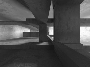 Soyut mimari iç plan. Boş beton oda. 3d hazırlayıcı