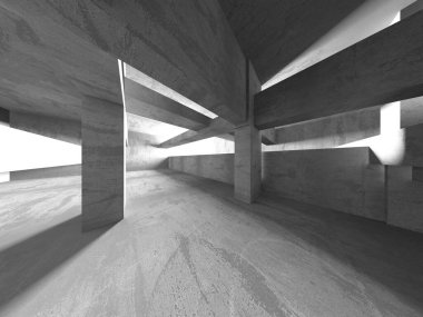 Soyut mimari arka plan. İçi boş beton döşeme. 3d hazırlayıcı