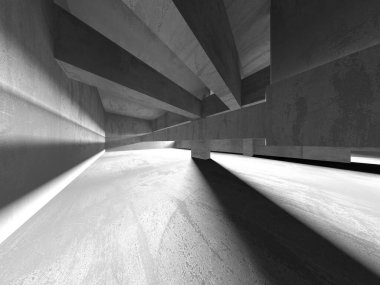 Soyut mimari iç plan. Boş beton oda. 3d hazırlayıcı