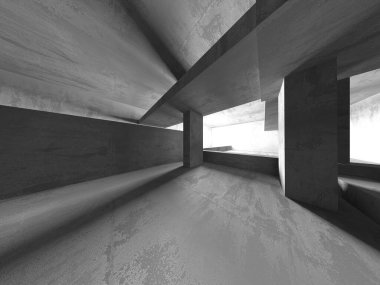 Soyut mimari arka plan. İçi boş beton döşeme. 3d hazırlayıcı