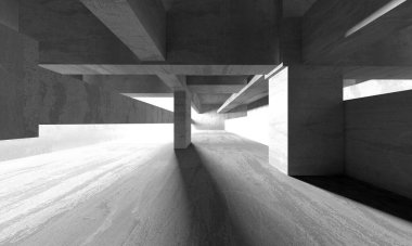 Soyut mimari iç plan. Boş beton oda. 3d hazırlayıcı