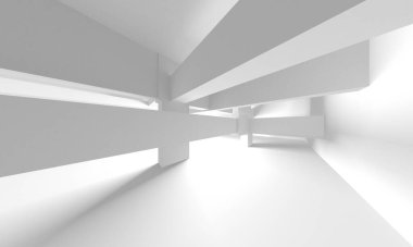 Aydınlatılmış koridor iç tasarımı. Boş Oda İç mimarisi. 3 Boyutlu Hazırlama