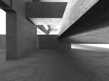 Soyut mimari arka plan. İçi boş beton döşeme. 3d hazırlayıcı