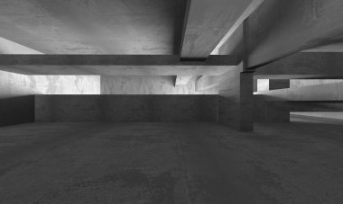 Soyut mimari iç plan. Boş beton oda. 3d hazırlayıcı