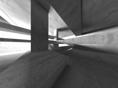 Soyut mimari iç plan. Boş beton oda. 3d hazırlayıcı