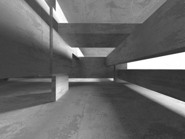 Soyut mimari arka plan. İçi boş beton döşeme. 3d hazırlayıcı