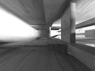 Soyut mimari iç plan. Boş beton oda. 3d hazırlayıcı