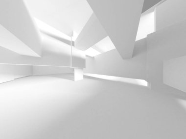 Beyaz Modern Arkaplan. Soyut Bina Konsepti. 3d Hazırlama