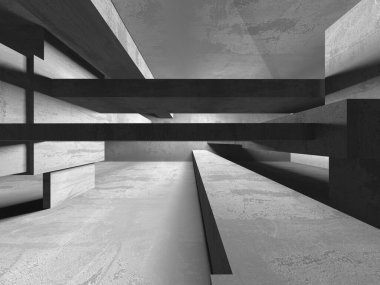 Soyut mimari iç plan. Boş beton oda. 3d hazırlayıcı