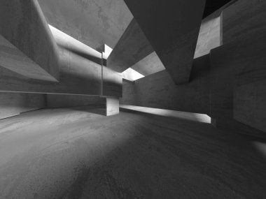 Soyut mimari iç plan. Boş beton oda. 3d hazırlayıcı