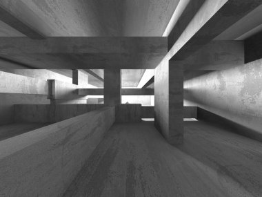 Soyut mimari arka plan. İçi boş beton döşeme. 3d hazırlayıcı