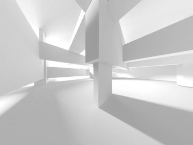 Beyaz Modern Arkaplan. Soyut Bina Konsepti. 3d Hazırlama