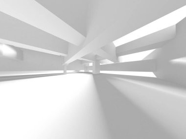 Aydınlatılmış koridor iç tasarımı. Boş Oda İç mimarisi. 3 Boyutlu Hazırlama